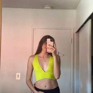 neon green plunge top